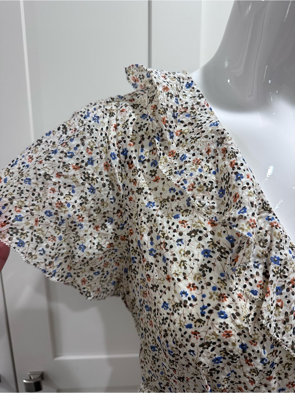 Madewell silk field floral ruffle neck mini dress - Picture 5 of 10